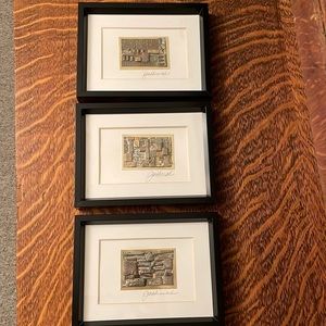 Set of 3 Framed Multi-Media Cards
